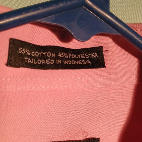 Pierre Cardin Men’s Dress Shirt Pink Long Sleeve Classic Button-Front Collared - Picture 3 of 4